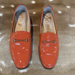 Sam Edelman Orange Patent Loafers w/Gold Trim